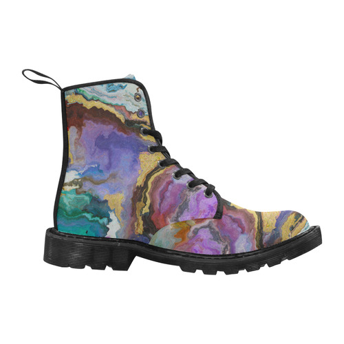 colorful marble Martin Boots for Women (Black) (Model 1203H)