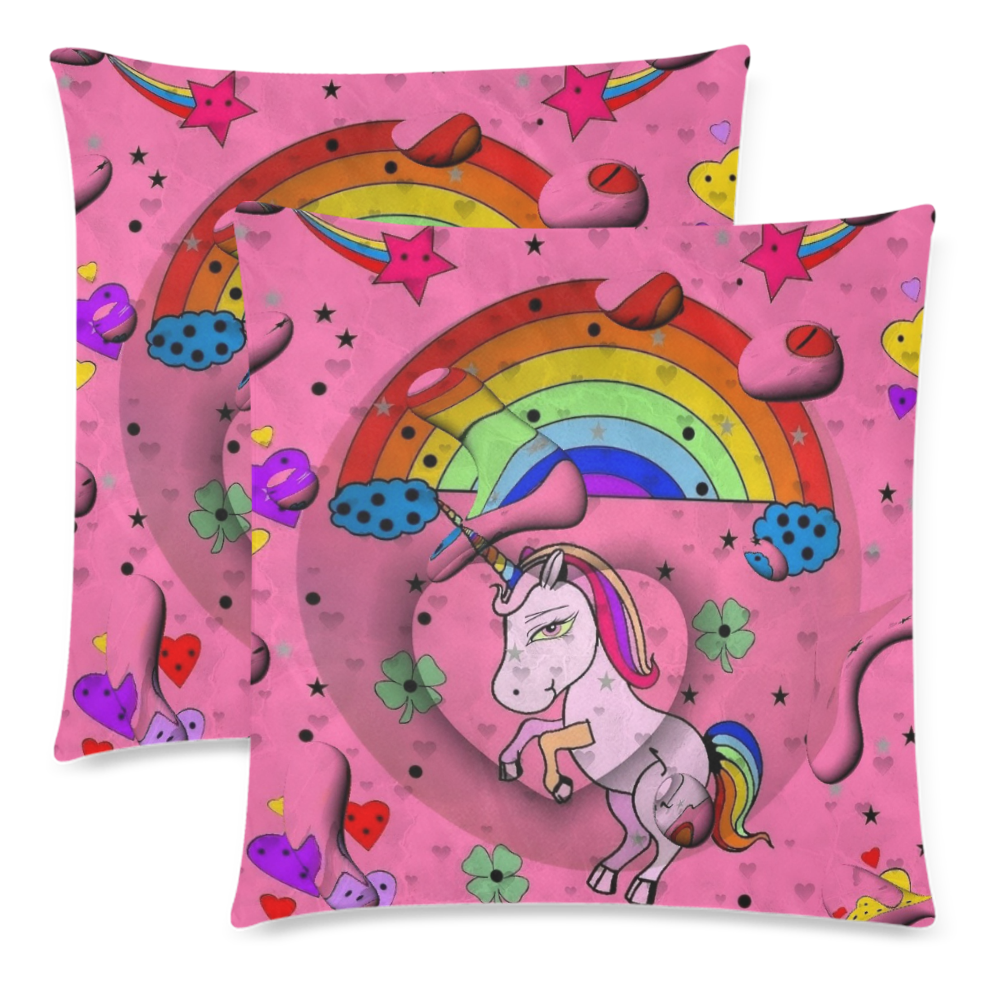 Unicorn Popart by Nico Bielow Custom Zippered Pillow Cases 18"x 18" (Twin Sides) (Set of 2)