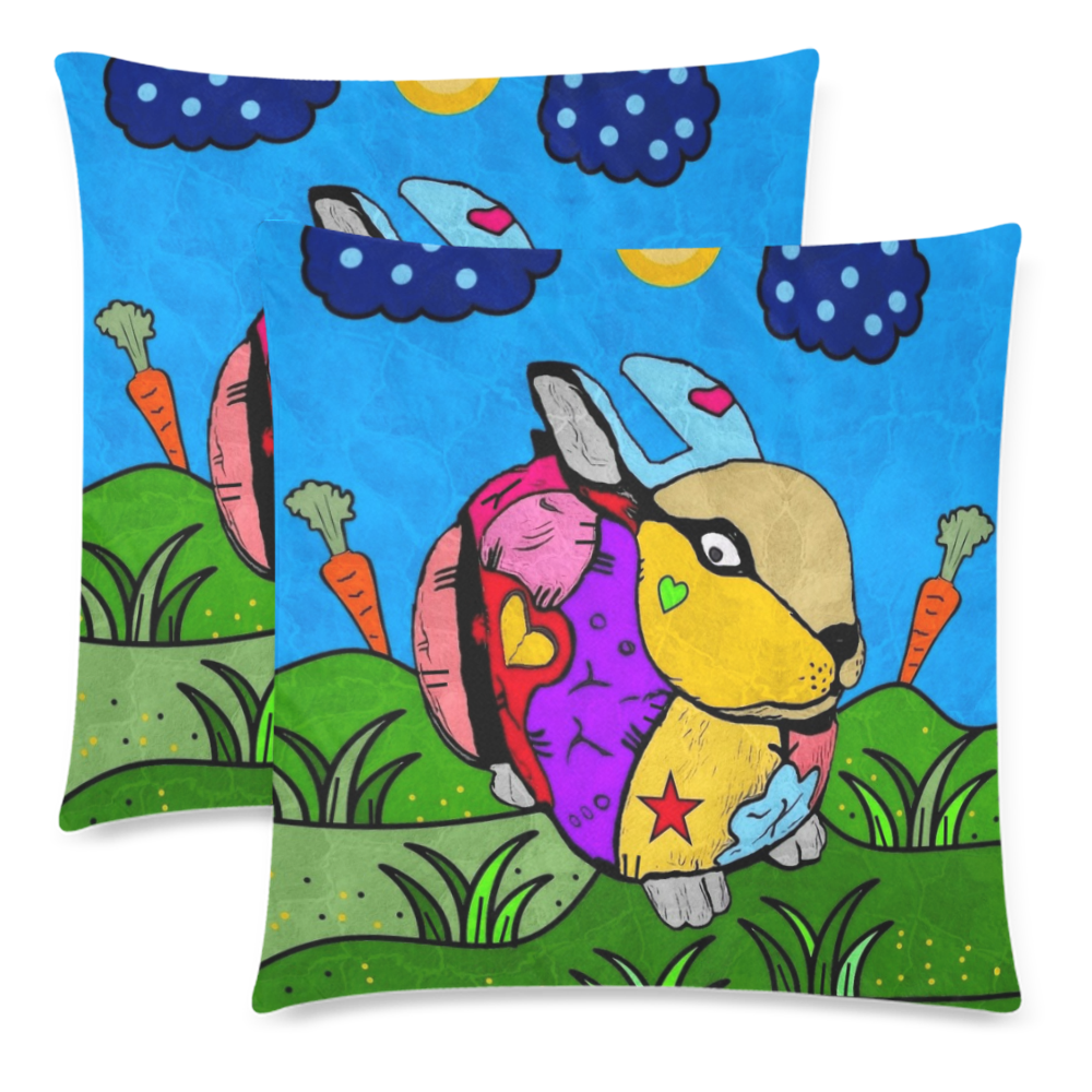 Bunny Popart by Nico Bielow Custom Zippered Pillow Cases 18"x 18" (Twin Sides) (Set of 2)