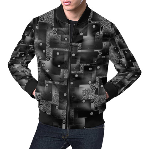 Stucco and Co. B&W All Over Print Bomber Jacket for Men (Model H19)
