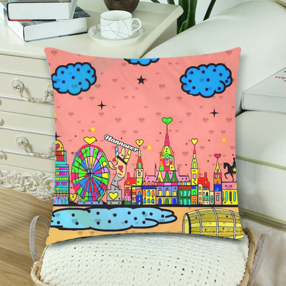 Hannover Popart by Nico Bielow Custom Zippered Pillow Cases 18"x 18" (Twin Sides) (Set of 2)