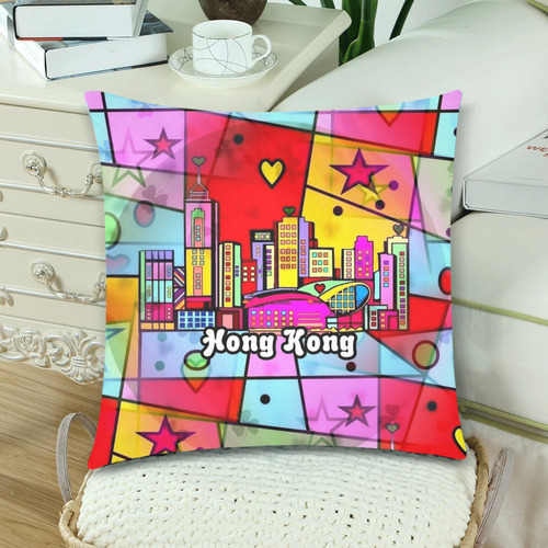 Honk Kong Popart by Nico Bielow Custom Zippered Pillow Cases 18"x 18" (Twin Sides) (Set of 2)