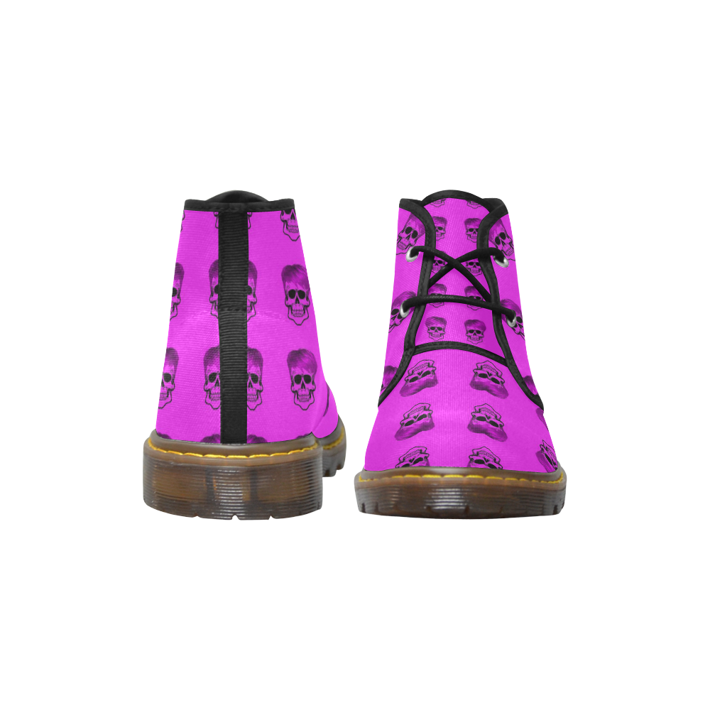 Funny Skull Pattern, pink Women's Canvas Chukka Boots (Model 2402-1)