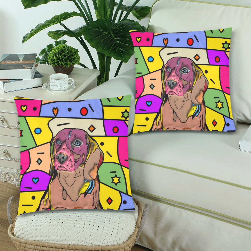 Beagle Popart by Nico Bielow Custom Zippered Pillow Cases 18"x 18" (Twin Sides) (Set of 2)