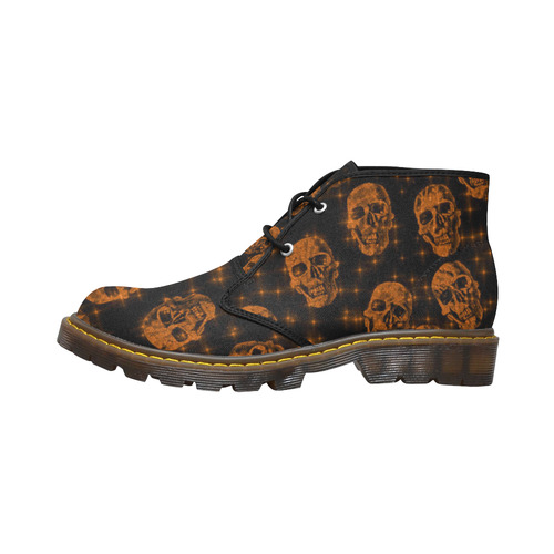 sparkling glitter skulls orange by JamColors Women's Canvas Chukka Boots/Large Size (Model 2402-1)
