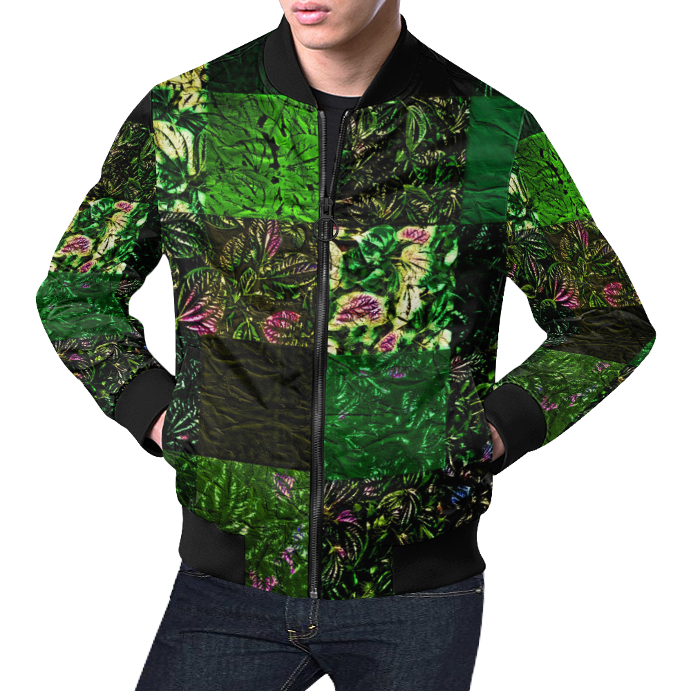 Foliage Patchwork #1 All Over Print Bomber Jacket for Men (Model H19)