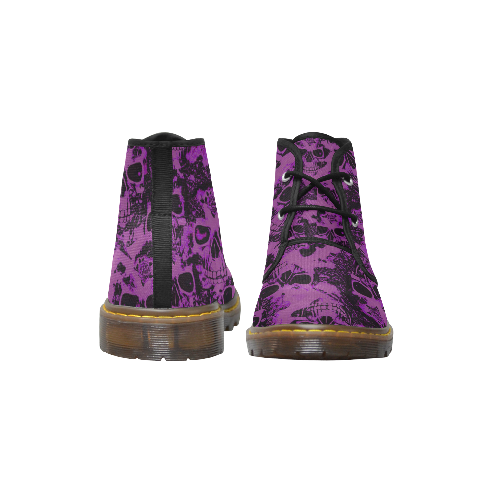 cloudy Skulls black purple by JamColors Women's Canvas Chukka Boots (Model 2402-1)