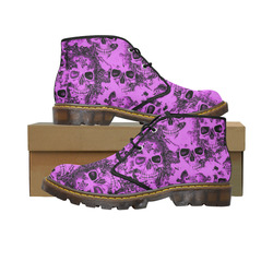 cloudy Skulls pink by JamColors Women's Canvas Chukka Boots (Model 2402-1)