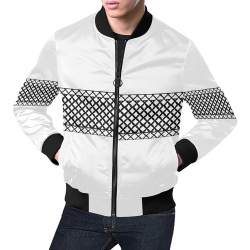 Middi White All Over Print Bomber Jacket for Men (Model H19)