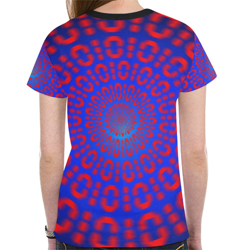 Womens T-Shirt Red Blue Binary Numbers by Tell3People New All Over Print T-shirt for Women (Model T45)