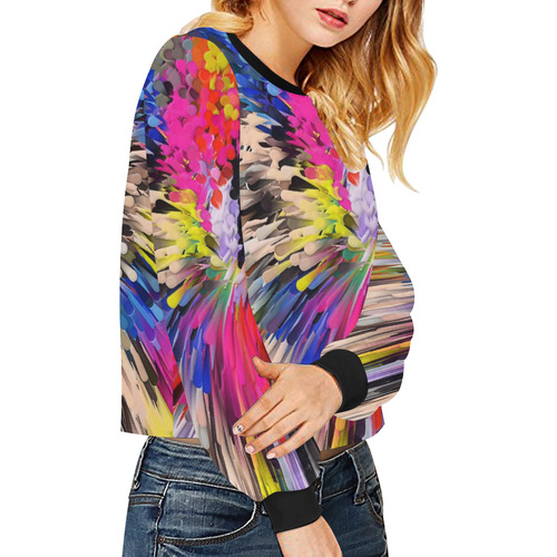 Spring Pattern by Artdream Crop Pullover Sweatshirts for Women (Model H20)