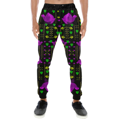 pure roses in the rose garden of love Men's All Over Print Sweatpants (Model L11)