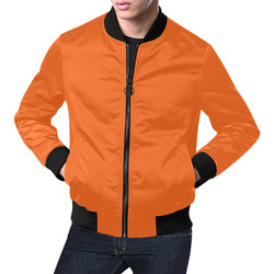 Plain Orange All Over Print Bomber Jacket for Men (Model H19)