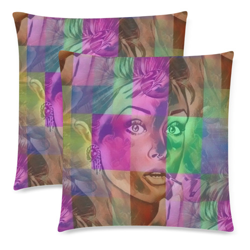 Pop Popart by Nico Bielow Custom Zippered Pillow Cases 18"x 18" (Twin Sides) (Set of 2)