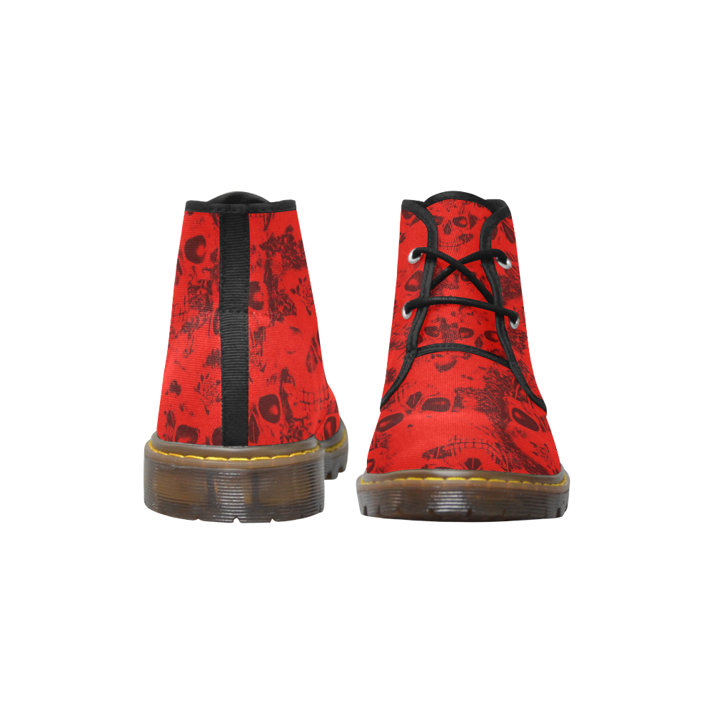 cloudy Skulls red by JamColors Women's Canvas Chukka Boots (Model 2402-1)