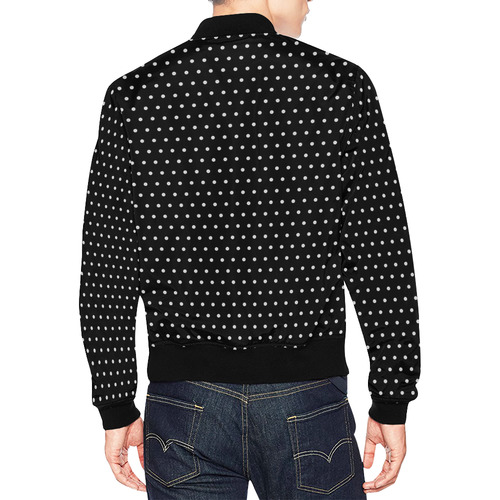 Polka Dot Pin Black All Over Print Bomber Jacket for Men (Model H19)