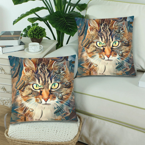 Cats Popart by Nico Bielow Custom Zippered Pillow Cases 18"x 18" (Twin Sides) (Set of 2)