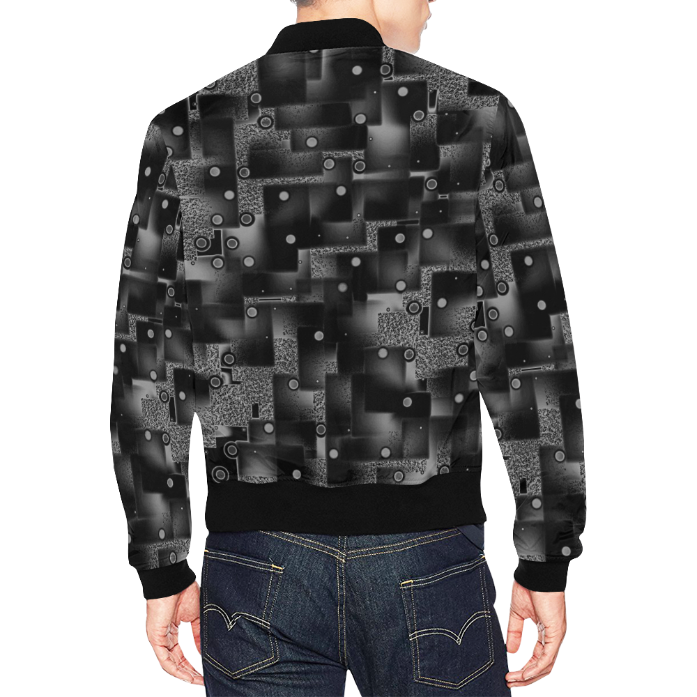 Stucco and Co. B&W All Over Print Bomber Jacket for Men (Model H19)