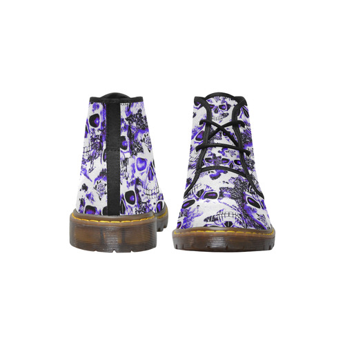 cloudy Skulls white blue by JamColors Women's Canvas Chukka Boots (Model 2402-1)