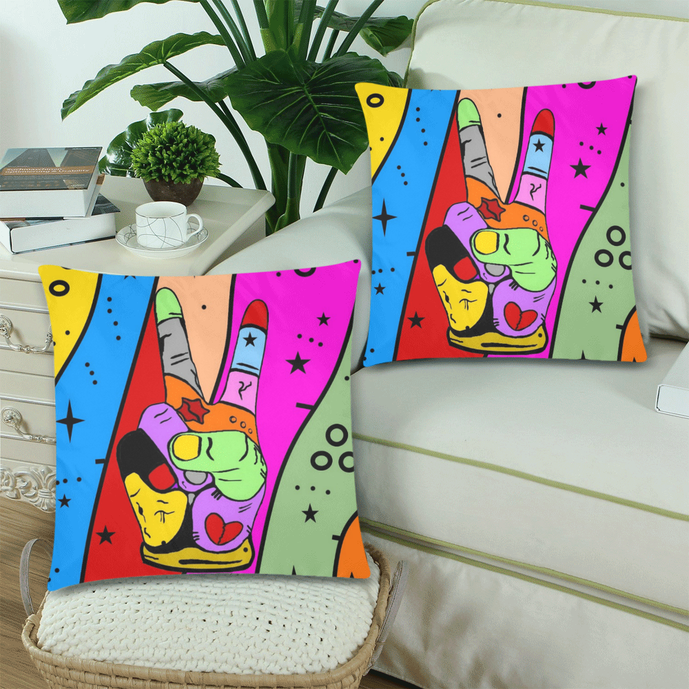 Peace Popart by Nico Bielow Custom Zippered Pillow Cases 18"x 18" (Twin Sides) (Set of 2)