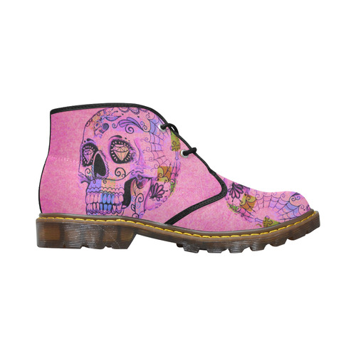 grunge skull E by JamColors Women's Canvas Chukka Boots/Large Size (Model 2402-1)