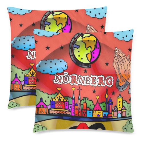 Nürnberg Popart by Nico Bielow Custom Zippered Pillow Cases 18"x 18" (Twin Sides) (Set of 2)