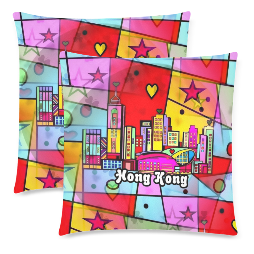 Honk Kong Popart by Nico Bielow Custom Zippered Pillow Cases 18"x 18" (Twin Sides) (Set of 2)