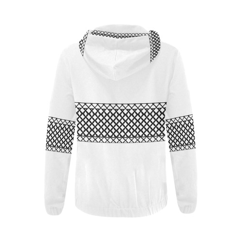 Middi White All Over Print Full Zip Hoodie for Women (Model H14)