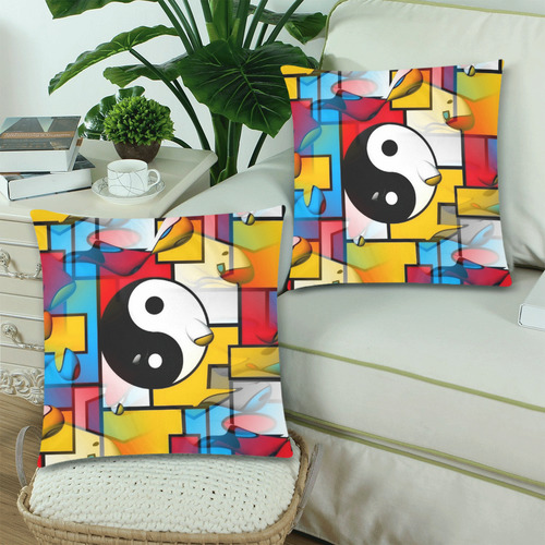 Ying yang by Nico bielow Custom Zippered Pillow Cases 18"x 18" (Twin Sides) (Set of 2)