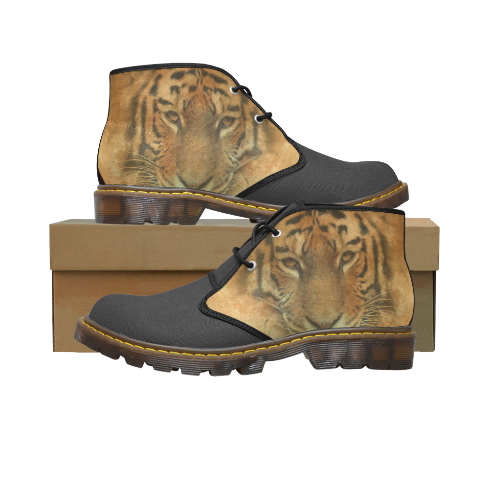 Tiger In The Moon Men's Canvas Chukka Boots (Model 2402-1)