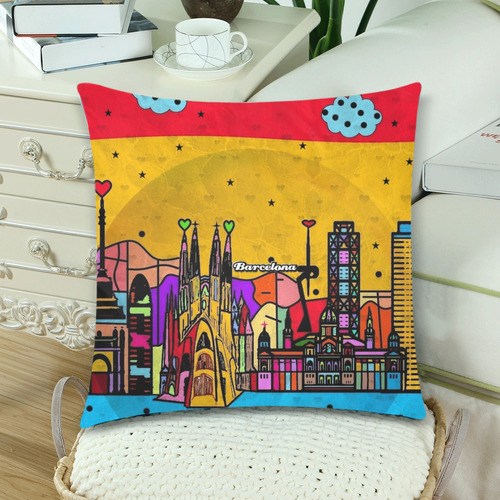 Barcelona Popart by Nico Bielow Custom Zippered Pillow Cases 18"x 18" (Twin Sides) (Set of 2)