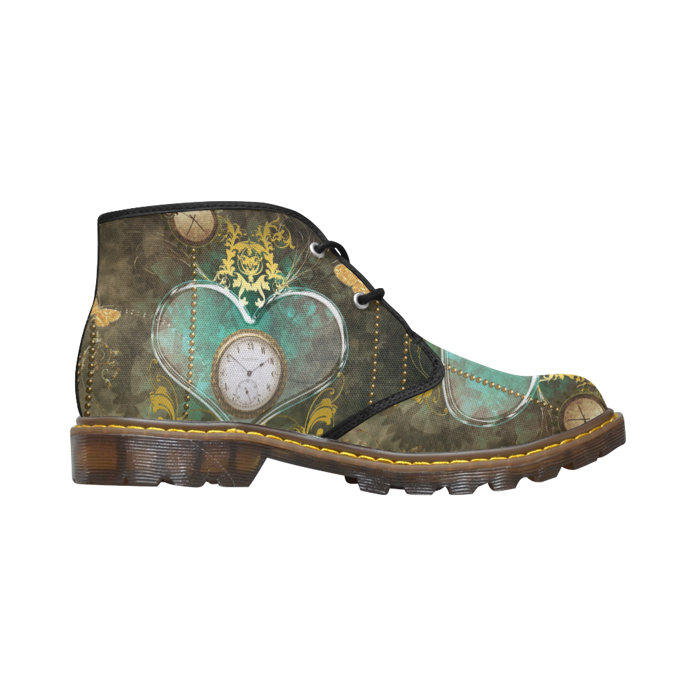 Steampunk, elegant design with heart Women's Canvas Chukka Boots (Model 2402-1)