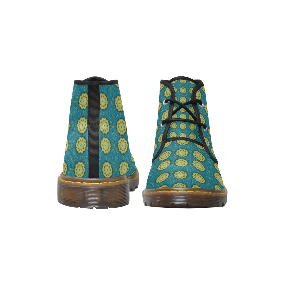 Sunshine mandalas on blue Women's Canvas Chukka Boots/Large Size (Model 2402-1)