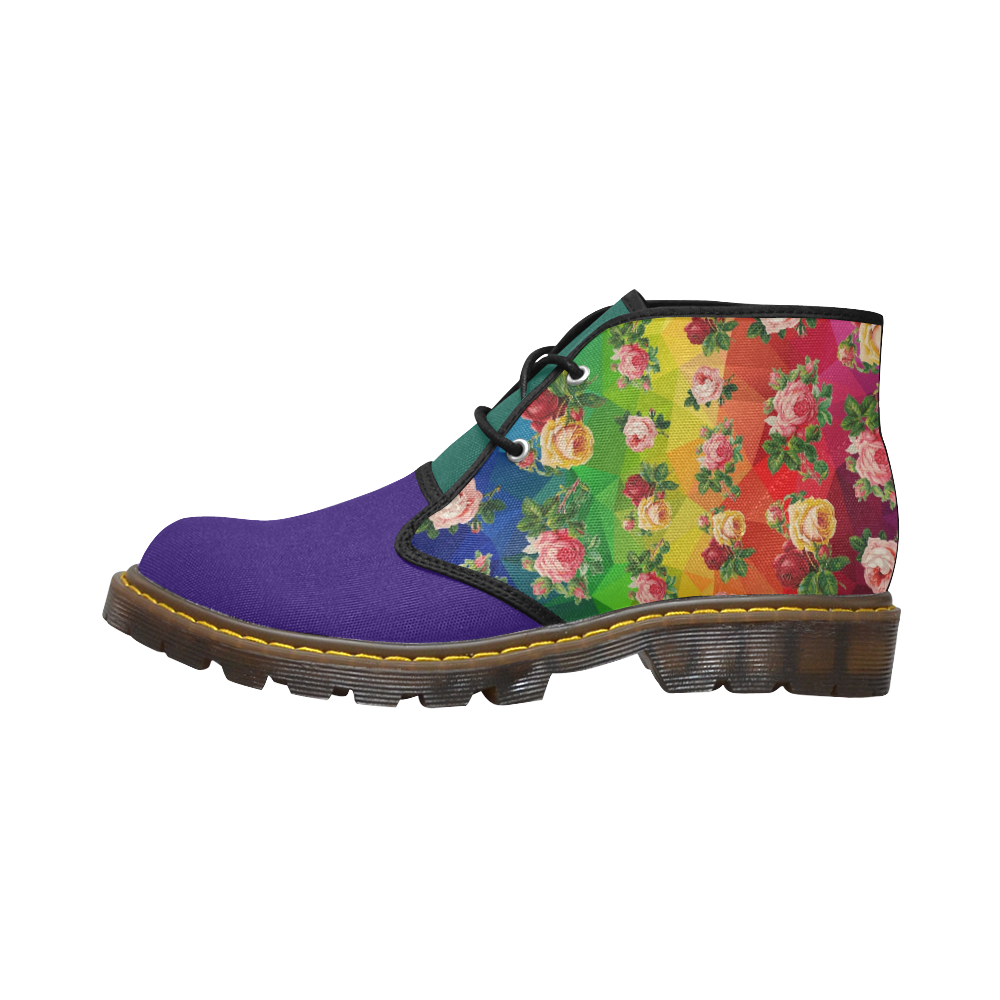 Rainbow Roses Women's Canvas Chukka Boots (Model 2402-1)