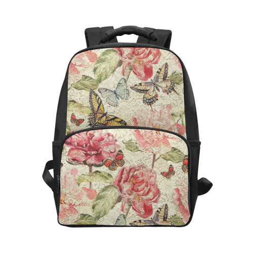 Watercolor Vintage Flowers Butterflies Lace 1 Unisex Laptop Backpack (Model 1663)