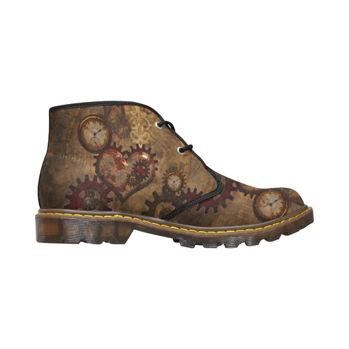 Steampunk, noble design clocks and gears Women's Canvas Chukka Boots (Model 2402-1)