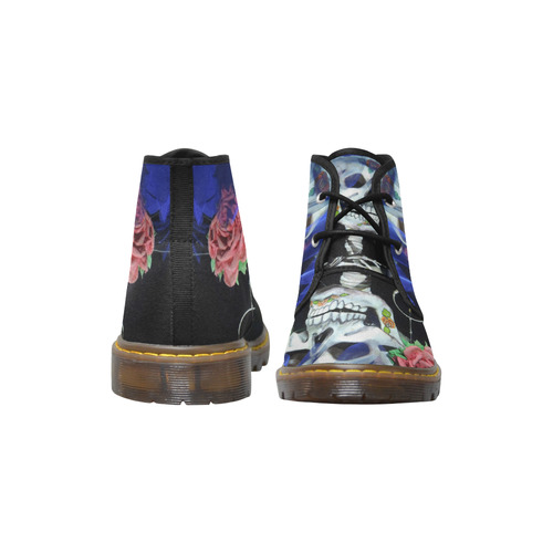 Sugar Skull and Roses Women's Canvas Chukka Boots (Model 2402-1)