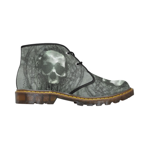 Awesome skull with bones and grunge Women's Canvas Chukka Boots (Model 2402-1)