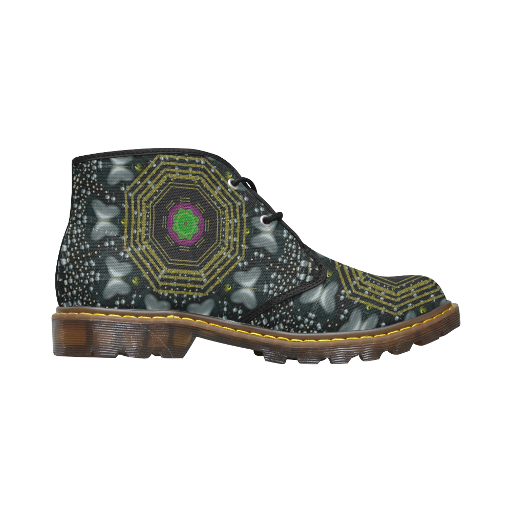 Leaf earth and heart butterflies in the universe Women's Canvas Chukka Boots/Large Size (Model 2402-1)