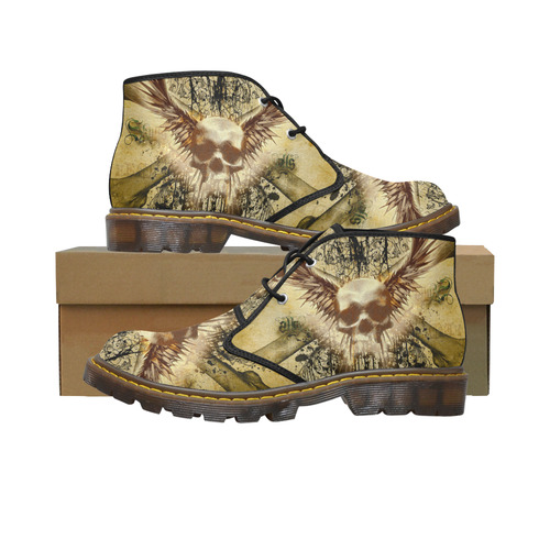 Amazing skull, wings and grunge Women's Canvas Chukka Boots (Model 2402-1)