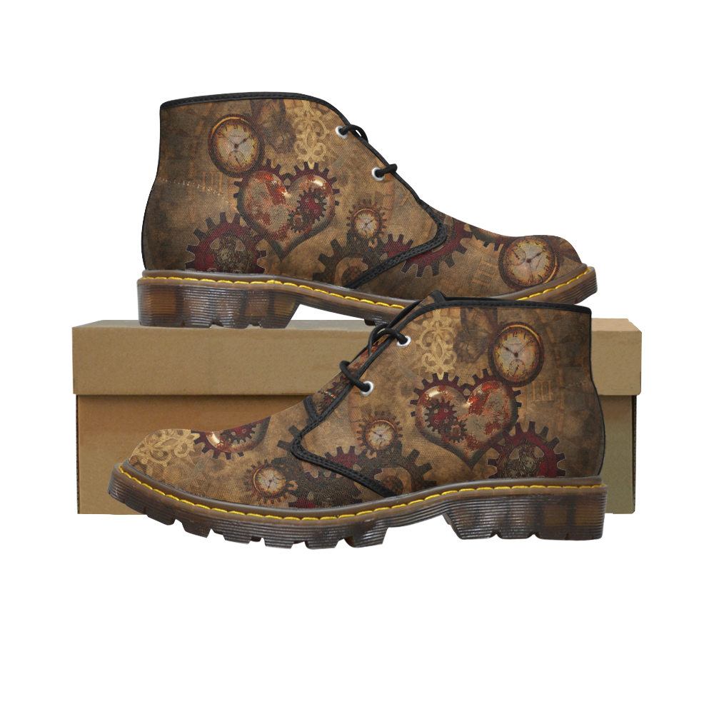 Steampunk, noble design clocks and gears Women's Canvas Chukka Boots (Model 2402-1)