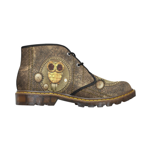 Steampunk, wonderful owl,clocks and gears Women's Canvas Chukka Boots (Model 2402-1)