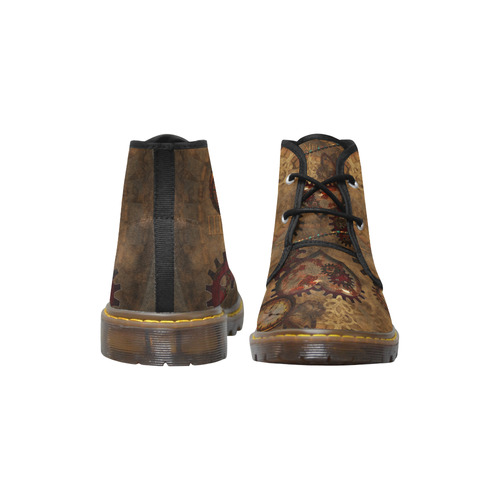 Steampunk, noble design clocks and gears Women's Canvas Chukka Boots (Model 2402-1)