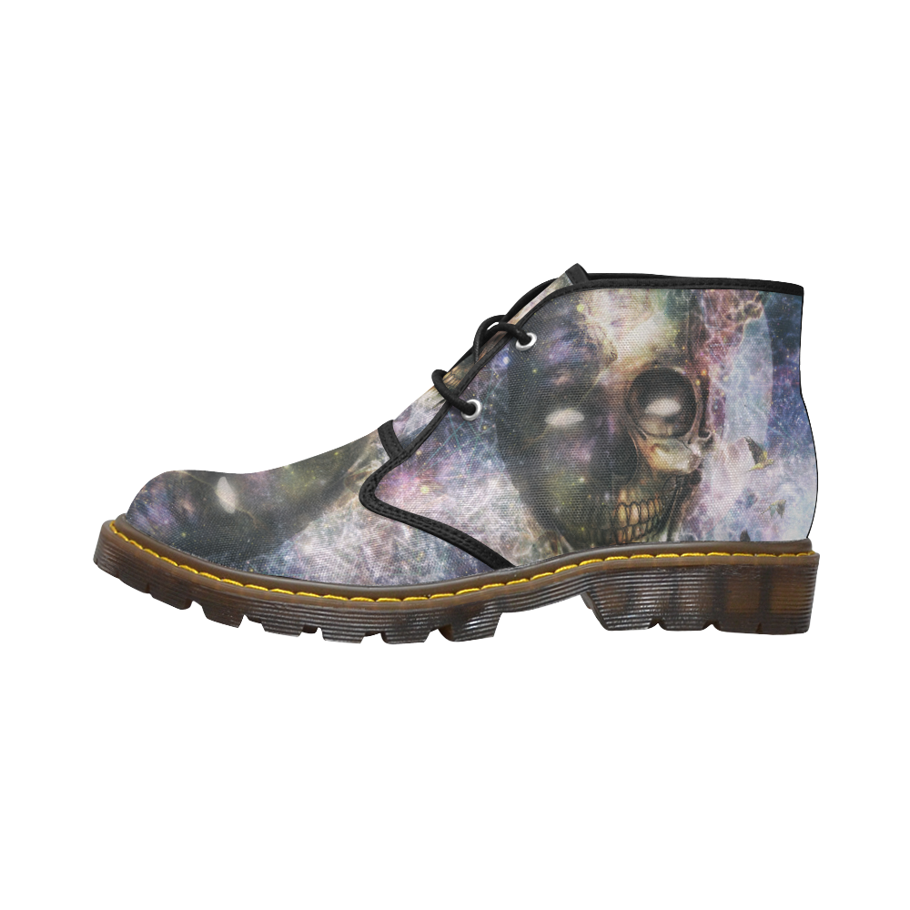 Psychedelic Skull and Galaxy Men's Canvas Chukka Boots (Model 2402-1)