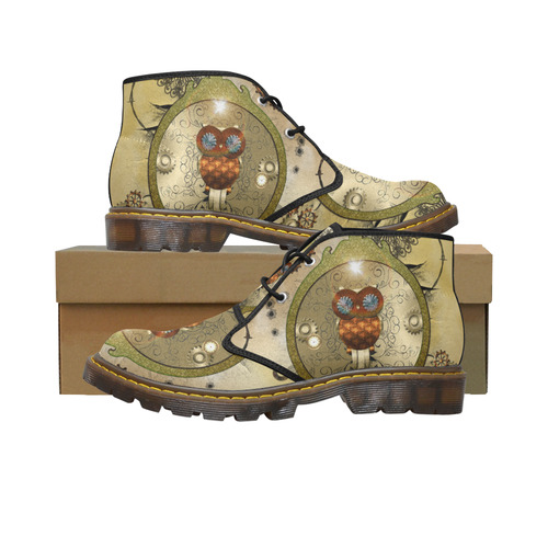 Steampunk, wonderful owl Women's Canvas Chukka Boots (Model 2402-1)