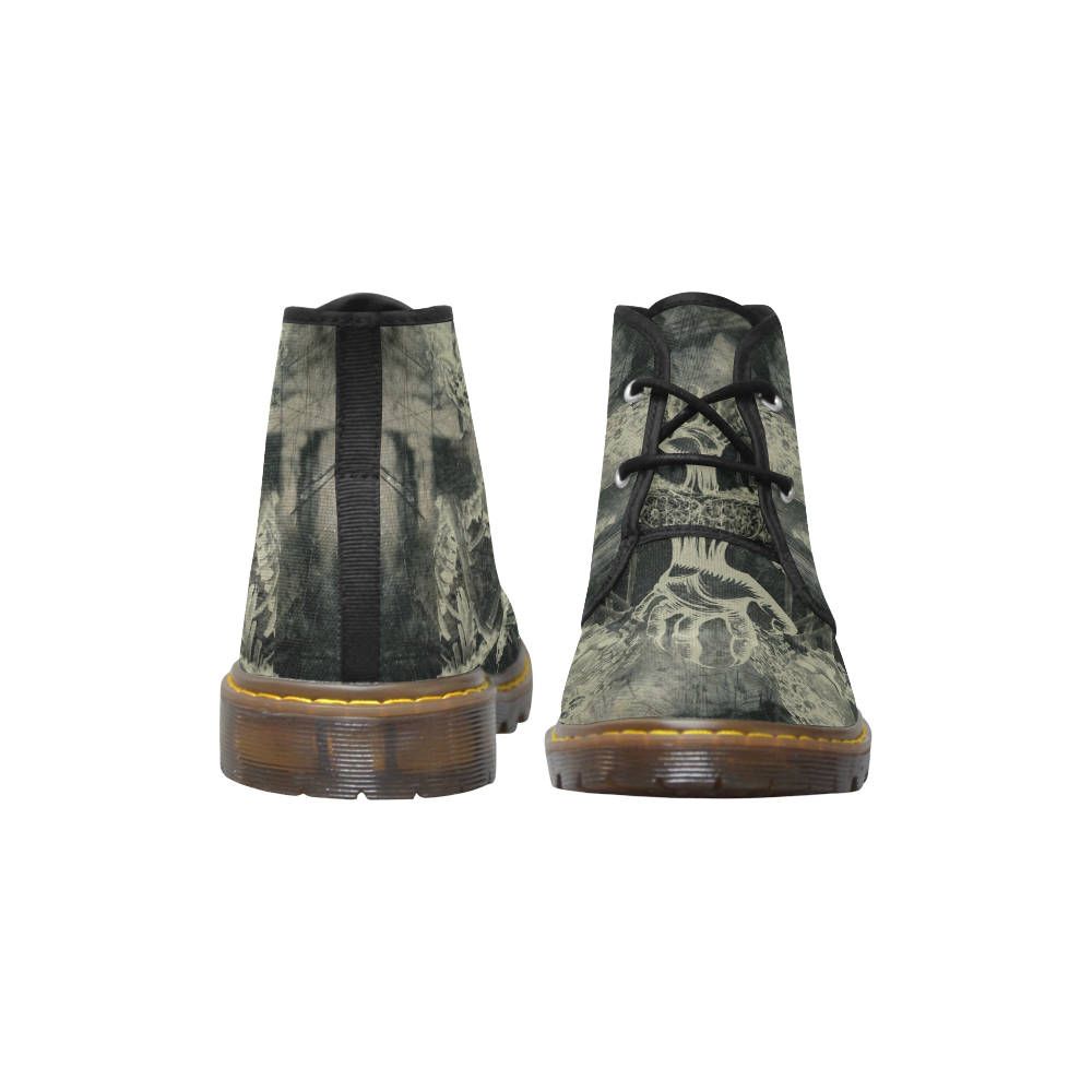 The dark side, skulls Women's Canvas Chukka Boots/Large Size (Model 2402-1)