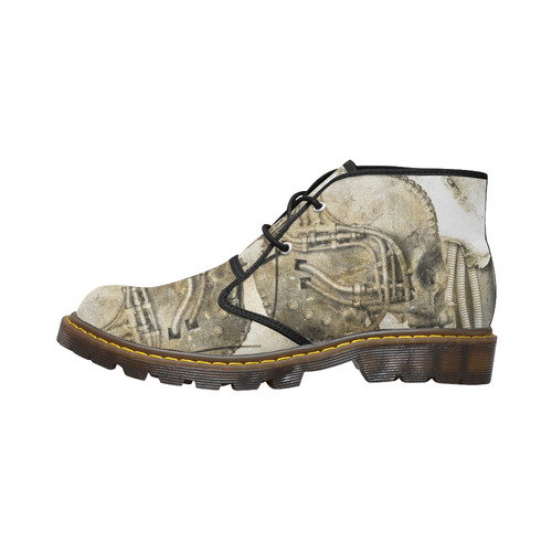 Awesome technical skull, vintage design Women's Canvas Chukka Boots/Large Size (Model 2402-1)