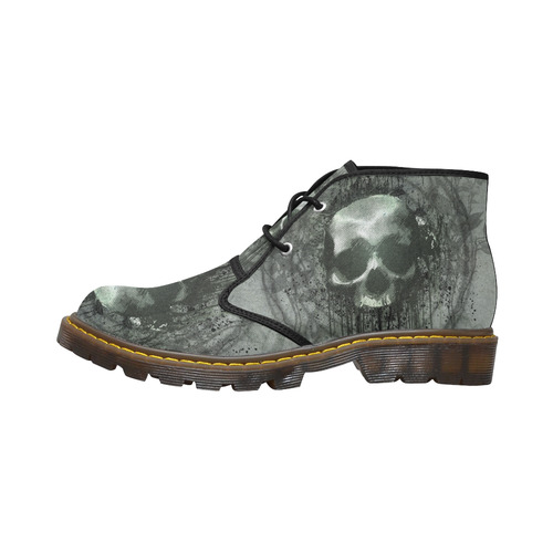 Awesome skull with bones and grunge Women's Canvas Chukka Boots (Model 2402-1)