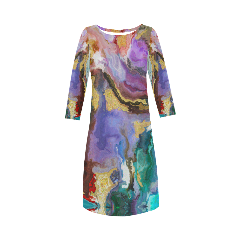 colorful marble Round Collar Dress (D22)