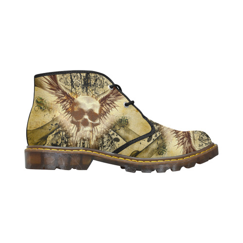 Amazing skull, wings and grunge Women's Canvas Chukka Boots (Model 2402-1)